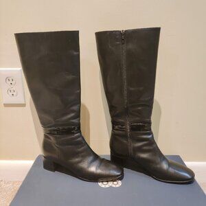 8 by Yoox Made in Italy Black Leather Boots Size 10.5 (41)